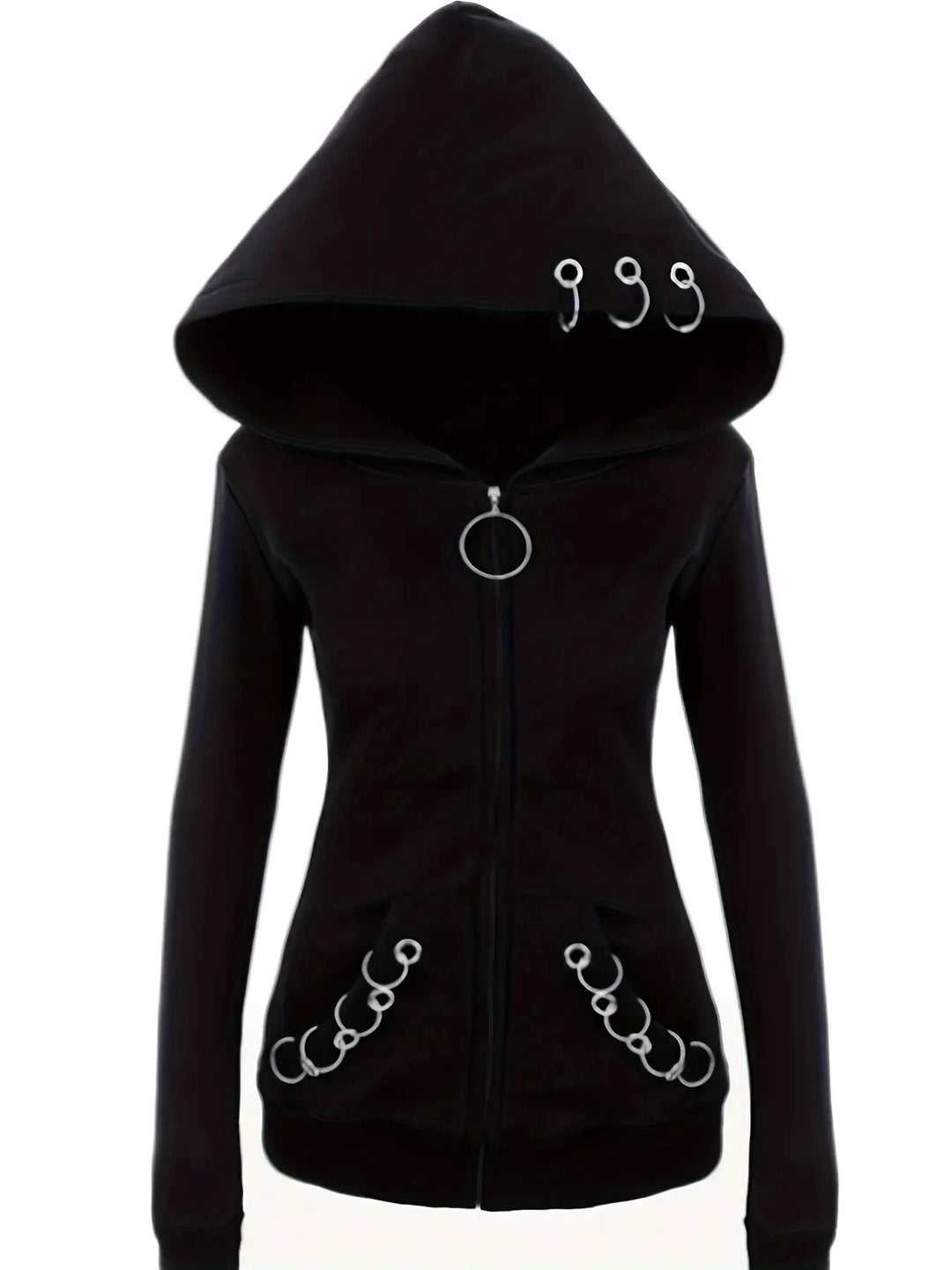 Gothic Punk Full-Zip Hooded Sweatshirt