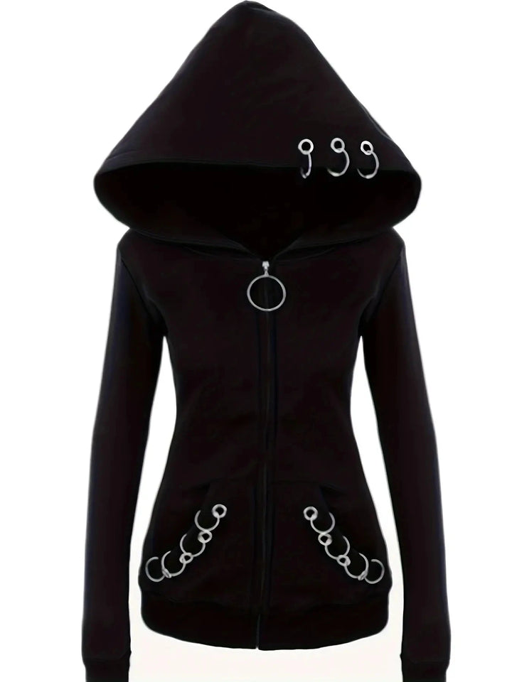 Gothic Punk Full-Zip Hooded Sweatshirt