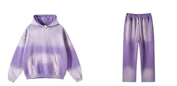 Unisex Retro Tie-Dye Two-Piece Hooded Set