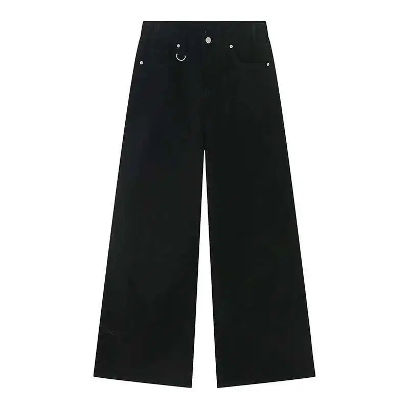 Gradient Washed Denim Pants with Metal Ring Design