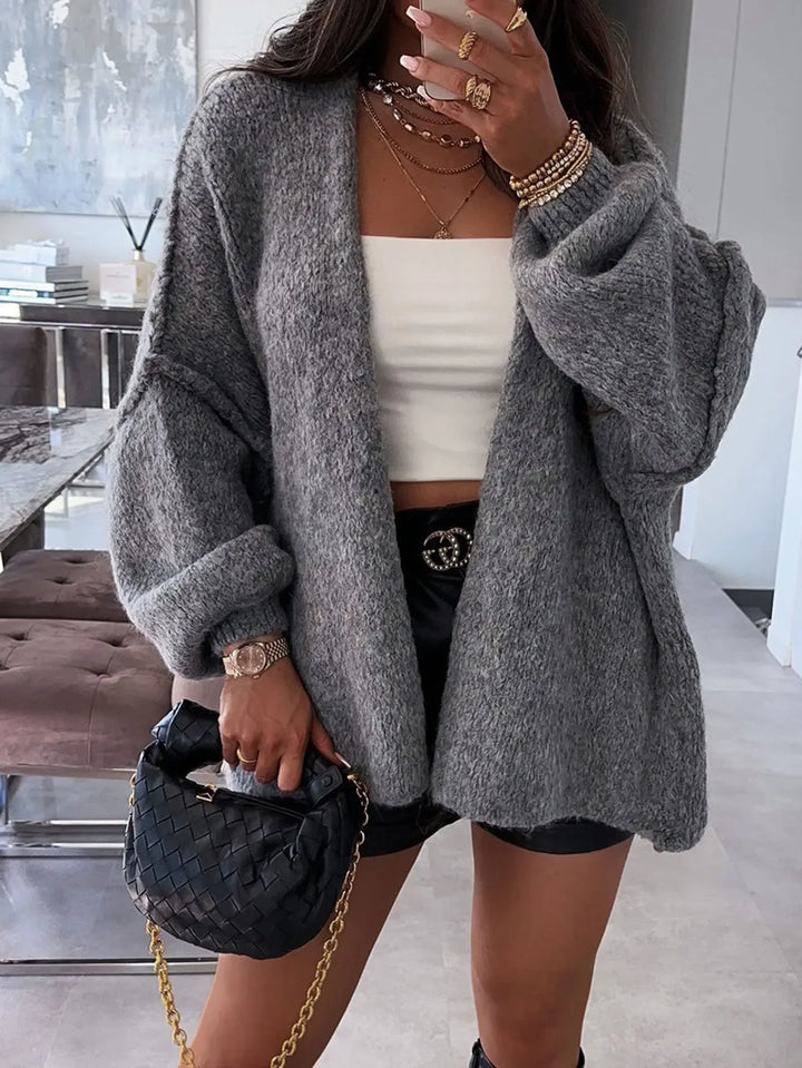Relaxed Fit Open Front Cardigan