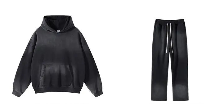 Unisex Retro Tie-Dye Two-Piece Hooded Set