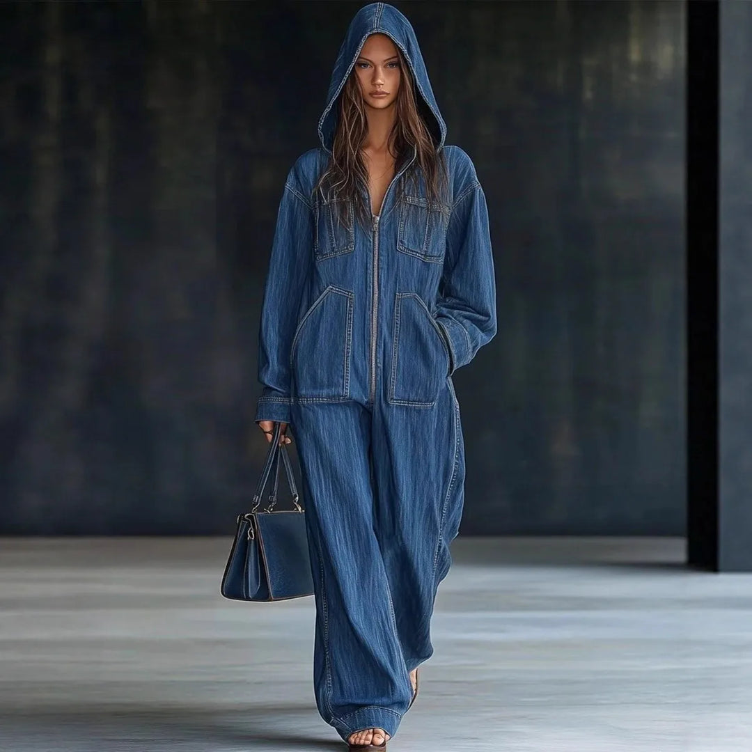 Autumn Winter Loose Fit Denim Jumpsuit