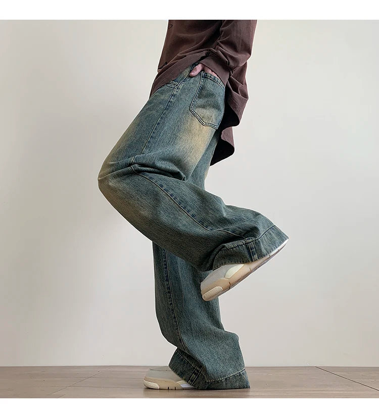 Distressed Vintage Wide-Leg Baggy Jeans