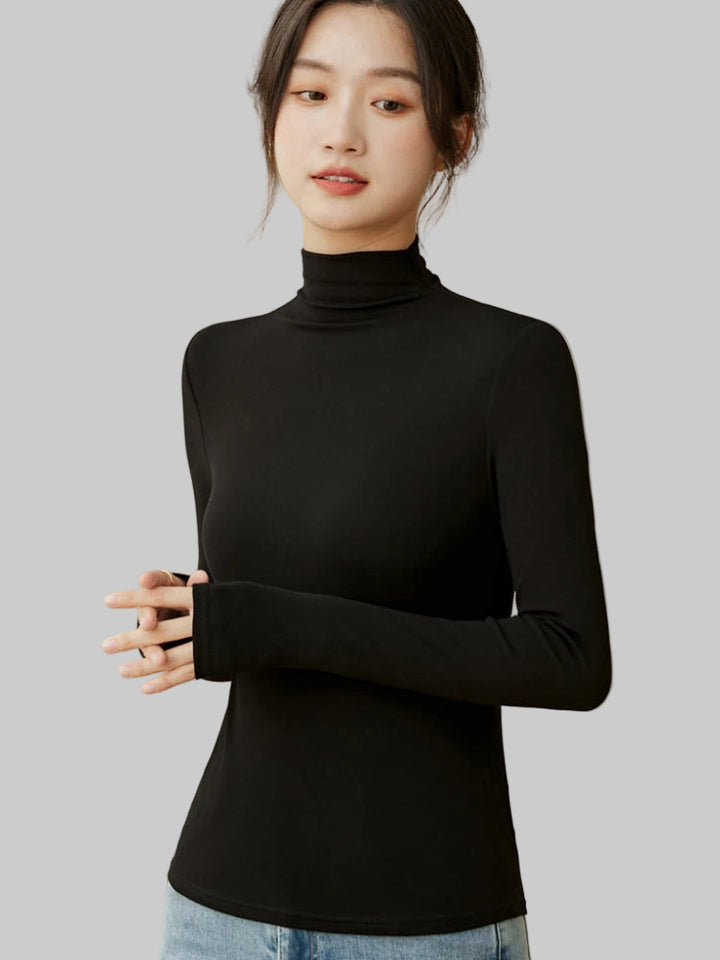 Slim Fit Half Turtleneck Modal Long Sleeve Top