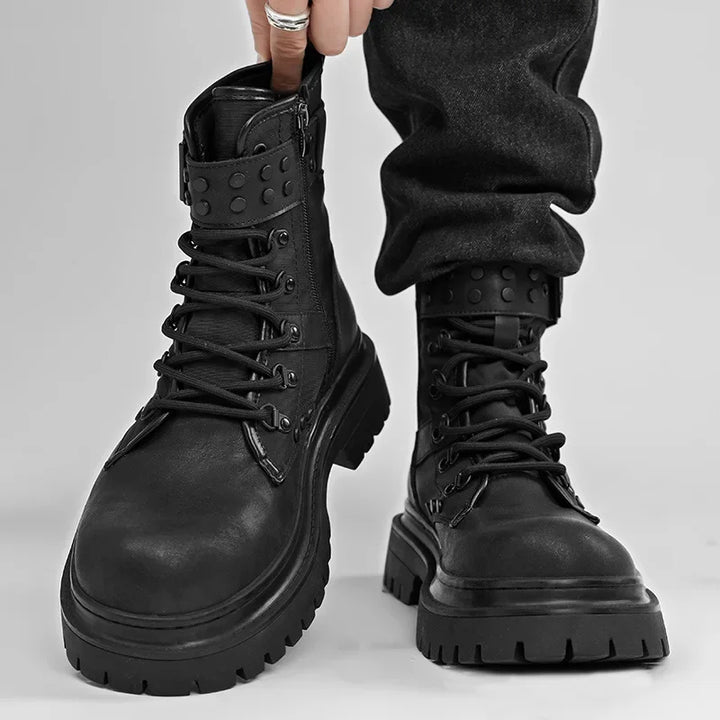 Retro British Style Unisex Tooling Motorcycle Boots