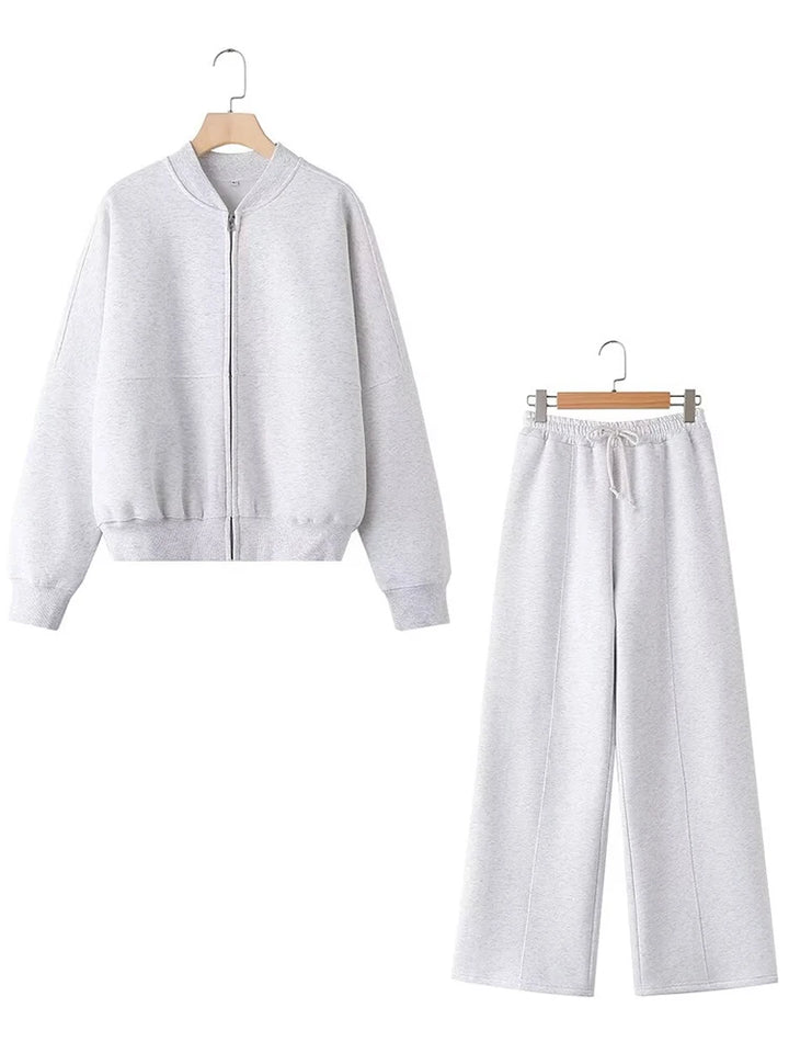 Thick Zipper Jacket and Sweatpants Set