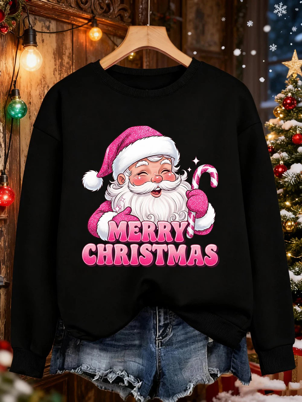 Merry Christmas Santa Print Christmas Sweater
