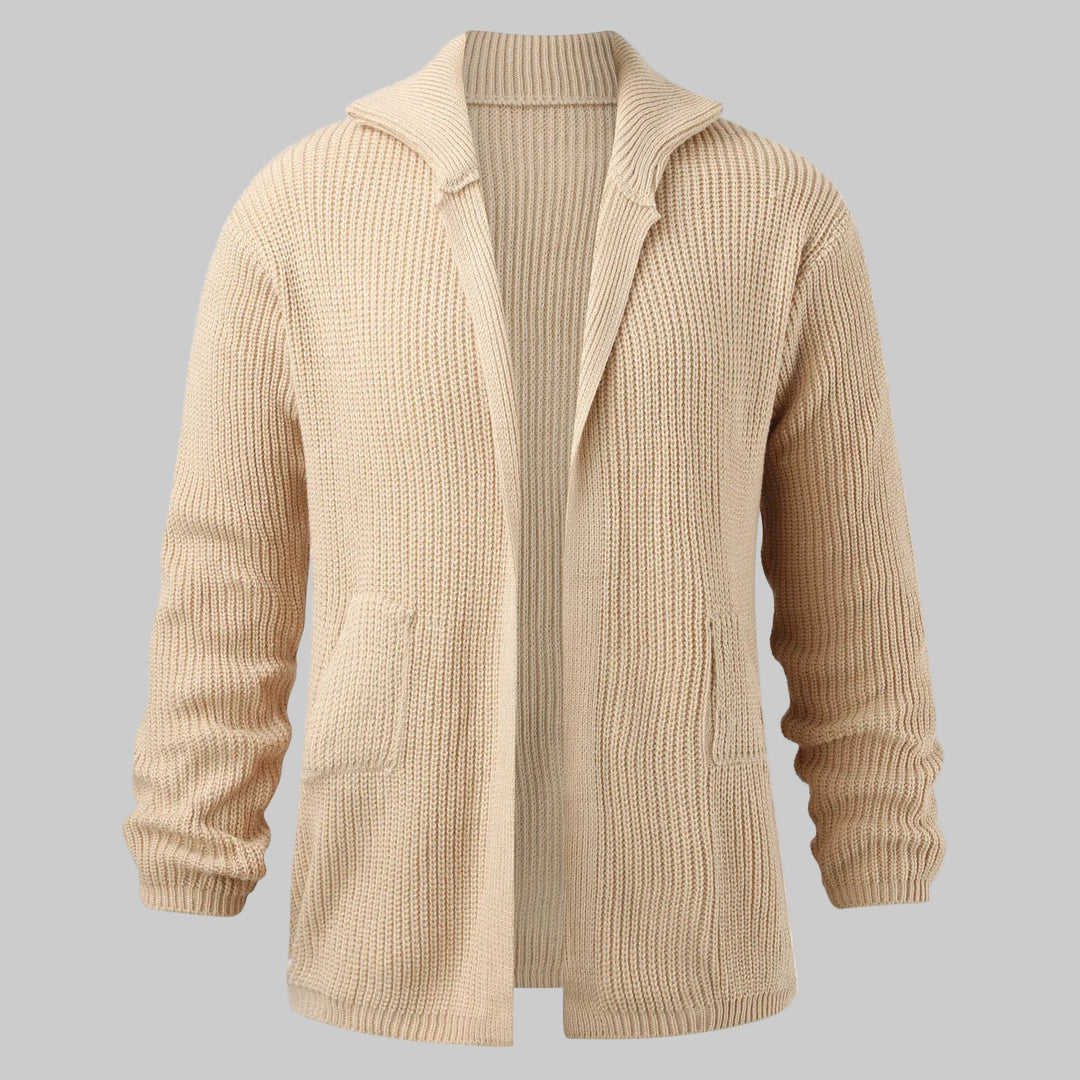Mid-Length Solid Color Warm Knitted Lapel Sweater