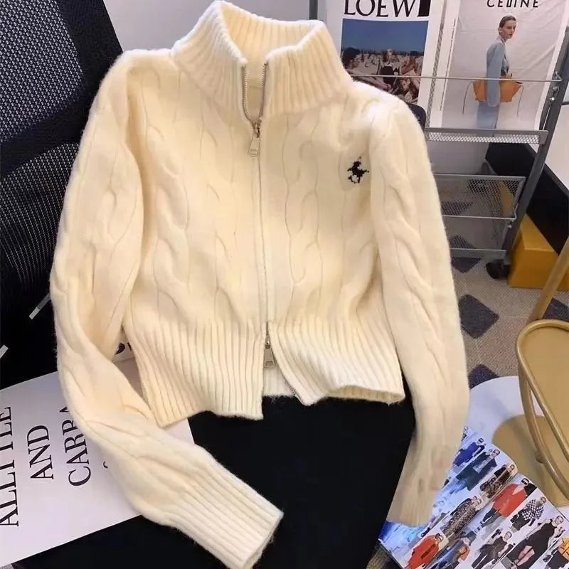 Vintage High Collar Embroidered Sweater