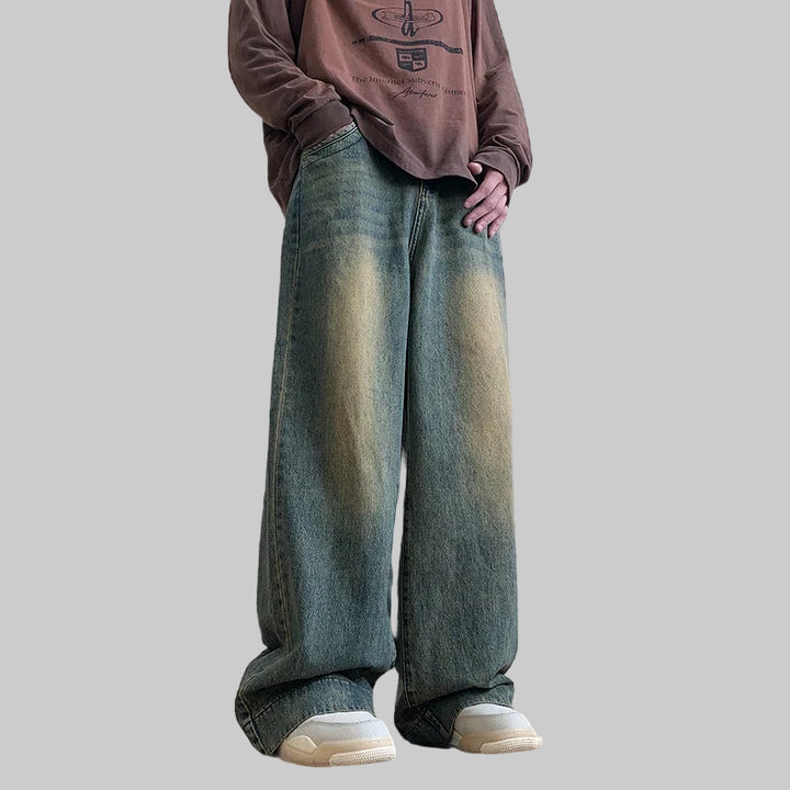 Distressed Vintage Wide-Leg Baggy Jeans