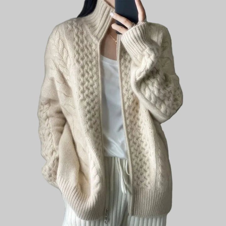 Thick Turtleneck Wool Cashmere Cardigan