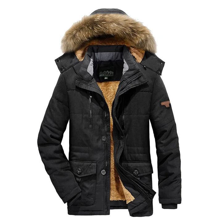 Thick Velvet Multi-Pocket Zipper Winter Parka