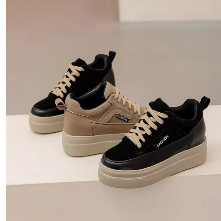8CM Genuine Leather Cow Suede Chunky Sneakers
