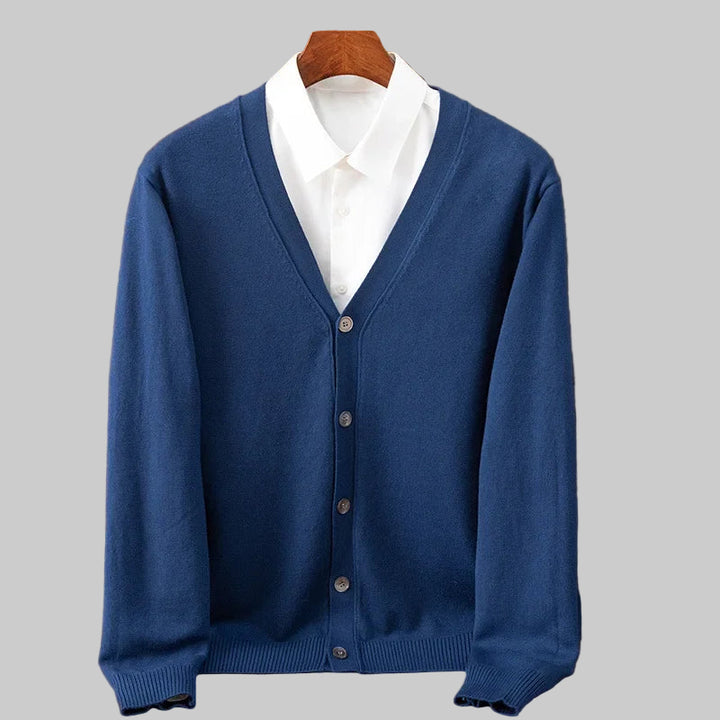 Classic V-Neck Solid Color Sweater Cardigan