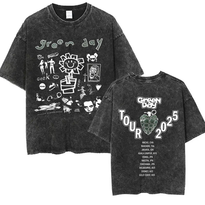 Washed Vintage Punk Green Day Tour 2025 Tees