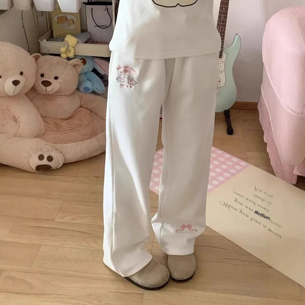 Cartoon Casual Loose-Fit Wide-Leg Sweatpants