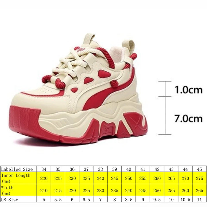 Genuine Leather Microfiber Chunky Sneakers