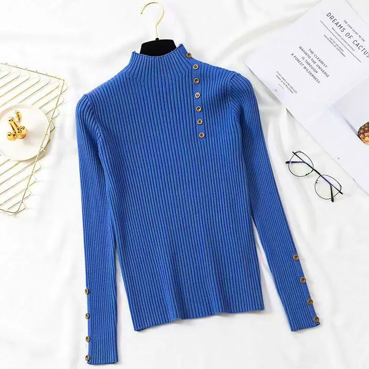Solid Color Slim Fit Knitted Turtleneck Sweater