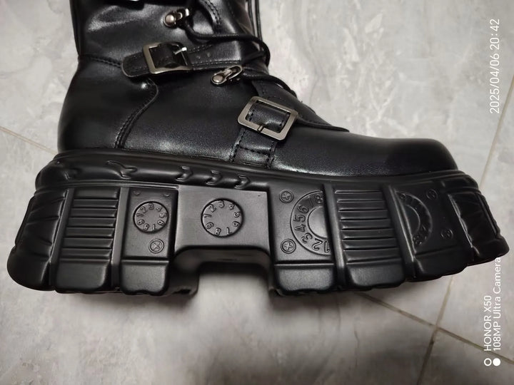 Cyberpunk Metal Tank-Style Elevated Boots