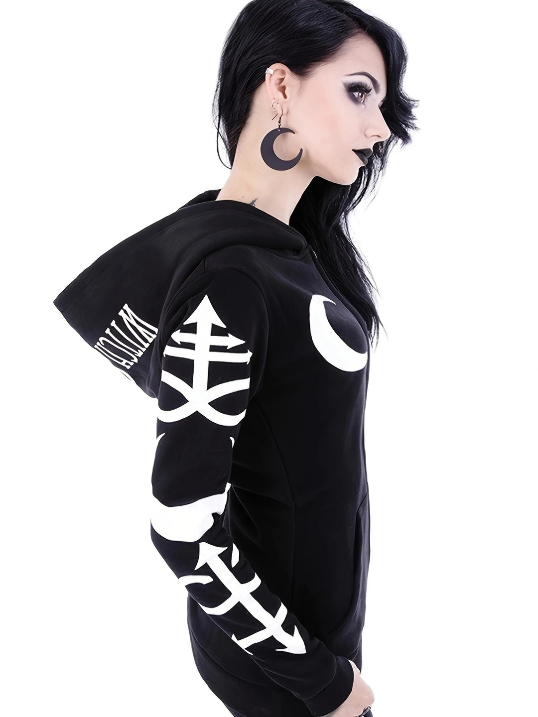 Chic Geometric-Pattern Gothic Hoodie