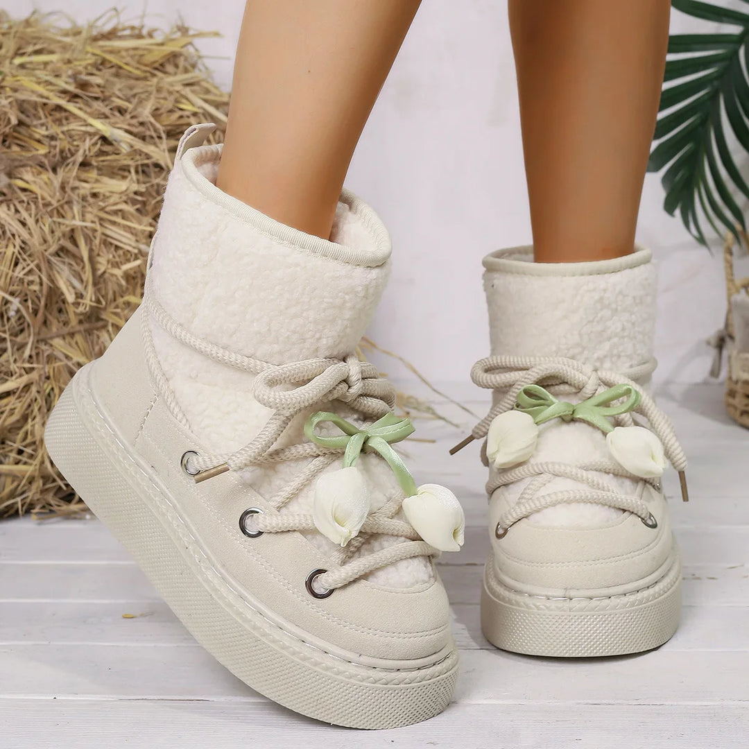 Quilted Cotton Ankle Winter Boots