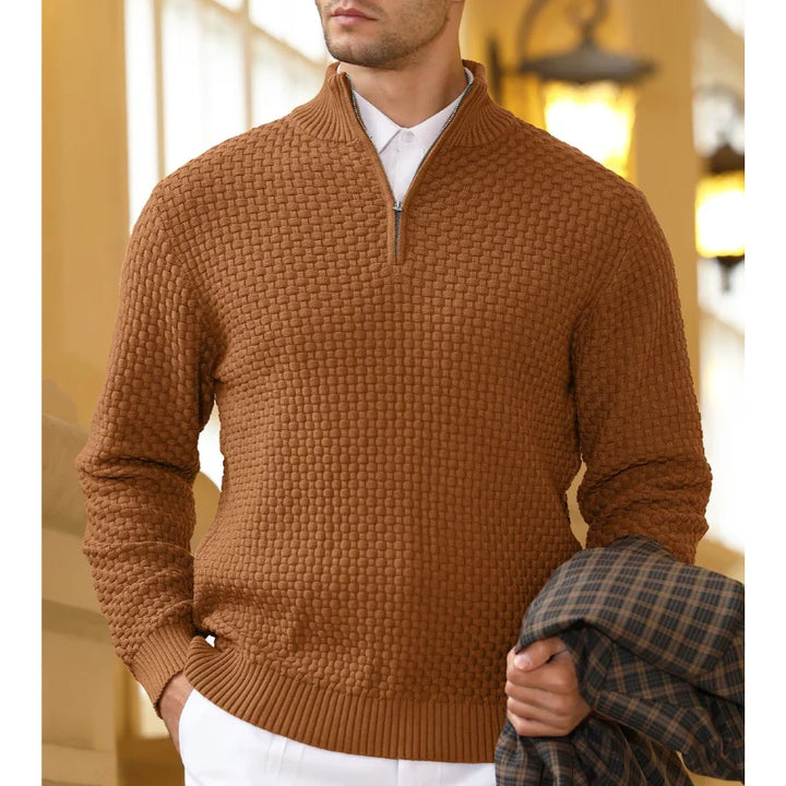Winter Soft Waffle Knit Warm Zip-Up Sweater