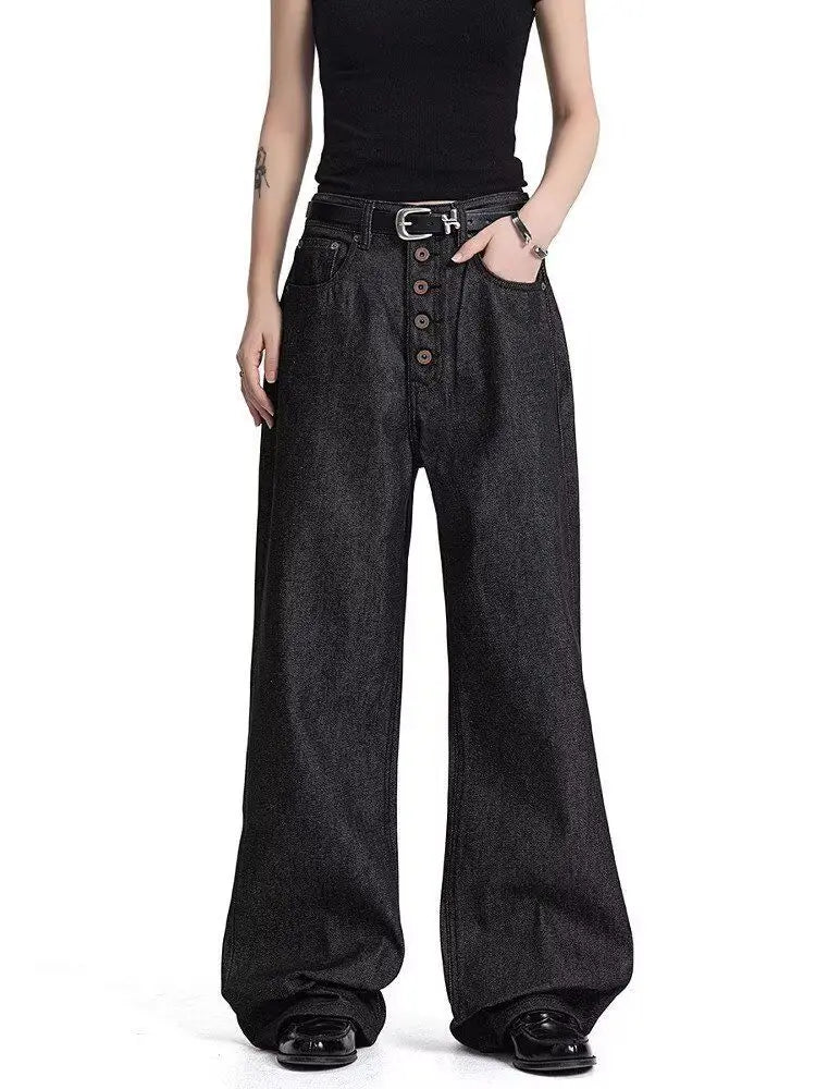 5 Buckle High-Waisted Baggy Jeans