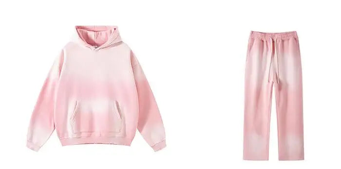 Unisex Retro Tie-Dye Two-Piece Hooded Set