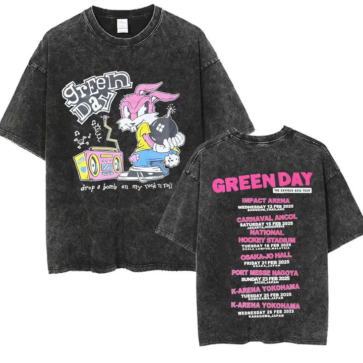 Washed Vintage Punk Green Day Tour 2025 Tees