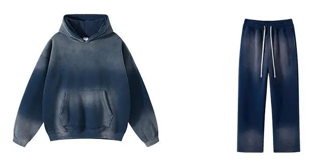Unisex Retro Tie-Dye Two-Piece Hooded Set