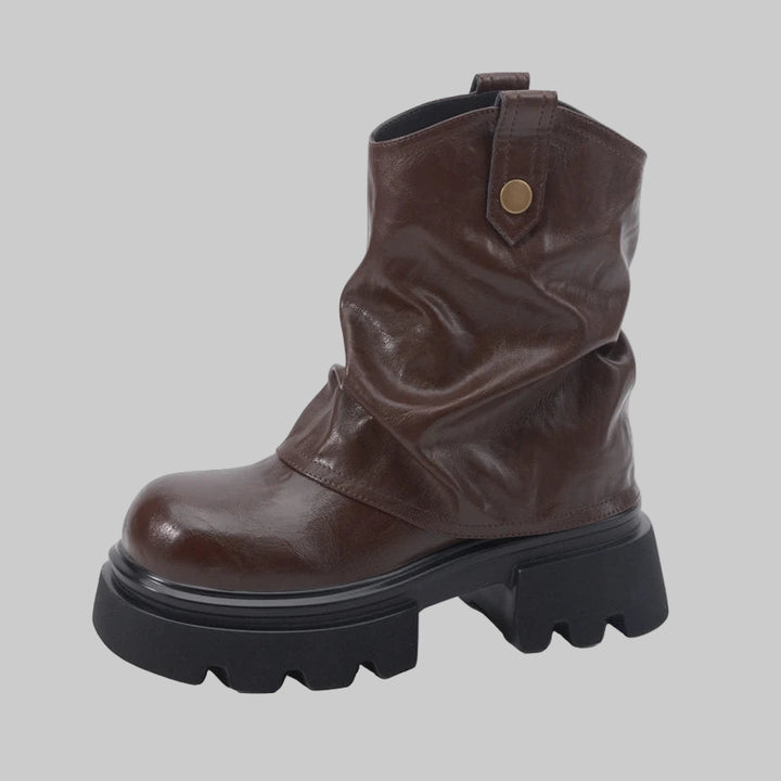 Thick-Soled Square-Toe Ankle Boots