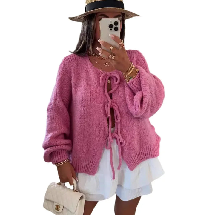 Chic Solid Color Knitted Cardigan Sweater