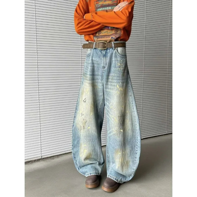 Washed Cotton Semi-Relaxed Leg Jeans