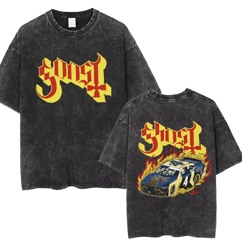 Washed Vintage Gothic Rock Metal Ghost Band Tees
