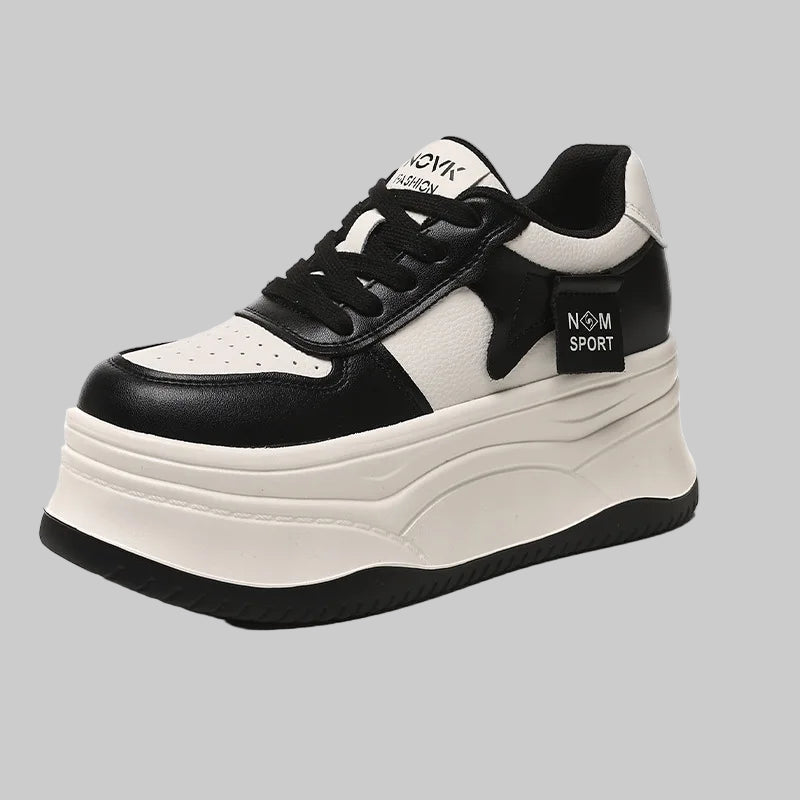 Genuine Leather 12cm Platform Chunky Sneakers