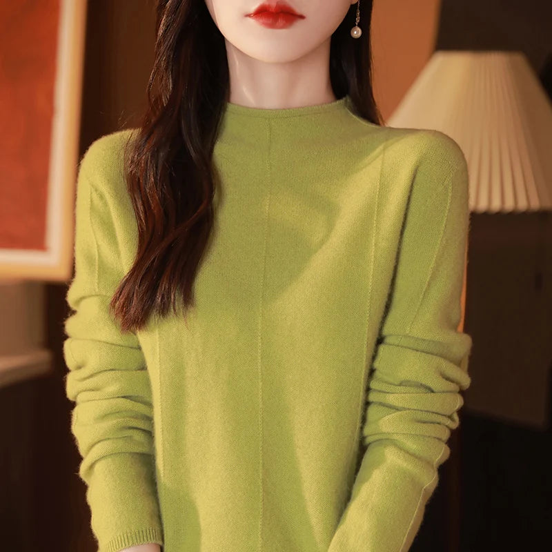 Solid Color Mock Neck Pullover Sweater