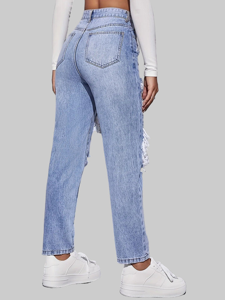 American Retro  High Waist Perforated Jeans