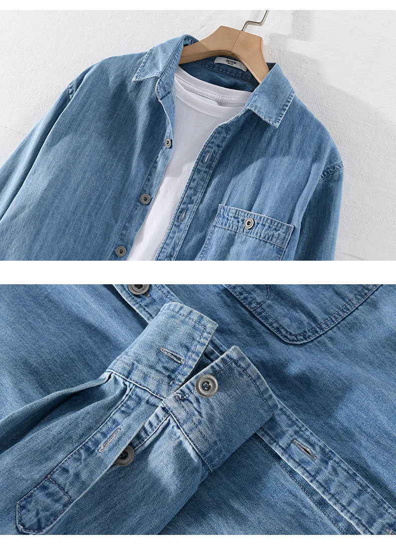 Casual Long Sleeve Thin Denim Shirt