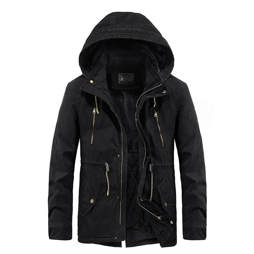 Fleece Lined Detachable Hood Winter Coat