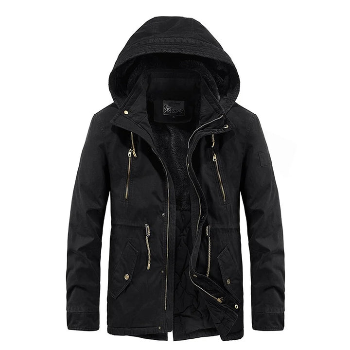 Fleece Lined Detachable Hood Winter Coat