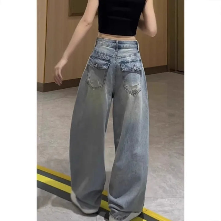 Ripped Slimming Wide-Leg Jeans