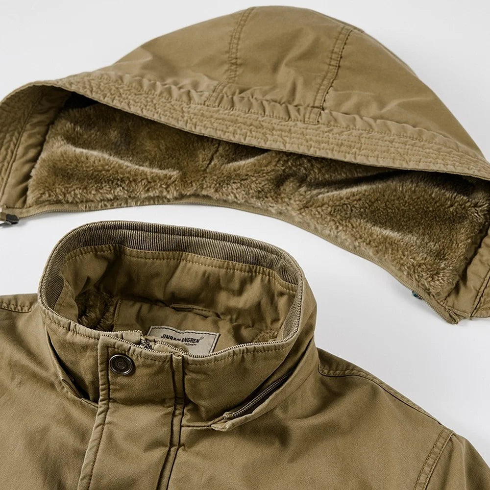 Fleece Lined Detachable Hood Winter Coat