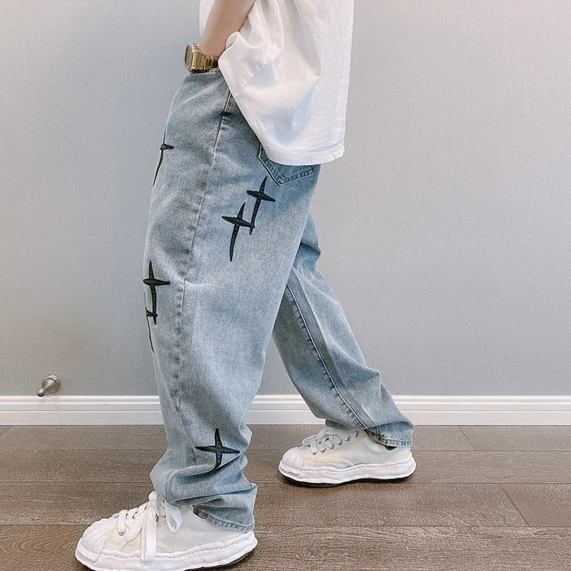 Printed American Baggy Wide Leg Jeans