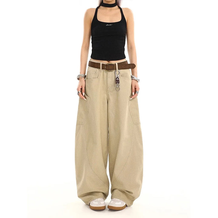 Y2K Vintage Wash Women Cargo Jeans