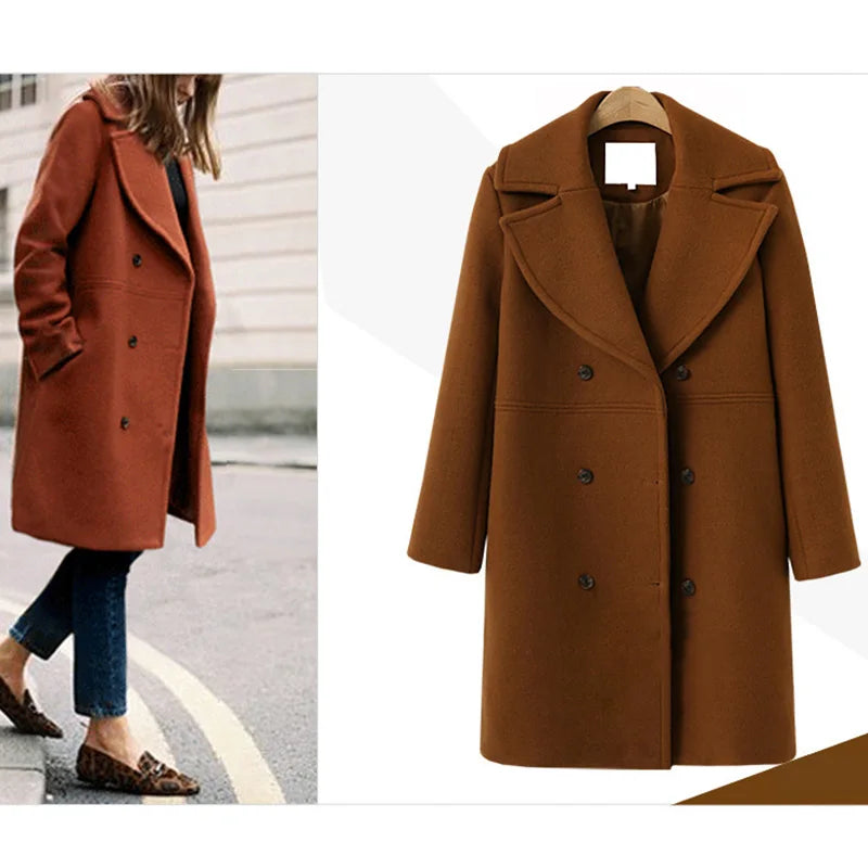 Elegant Thin Wool Blend Long Coat