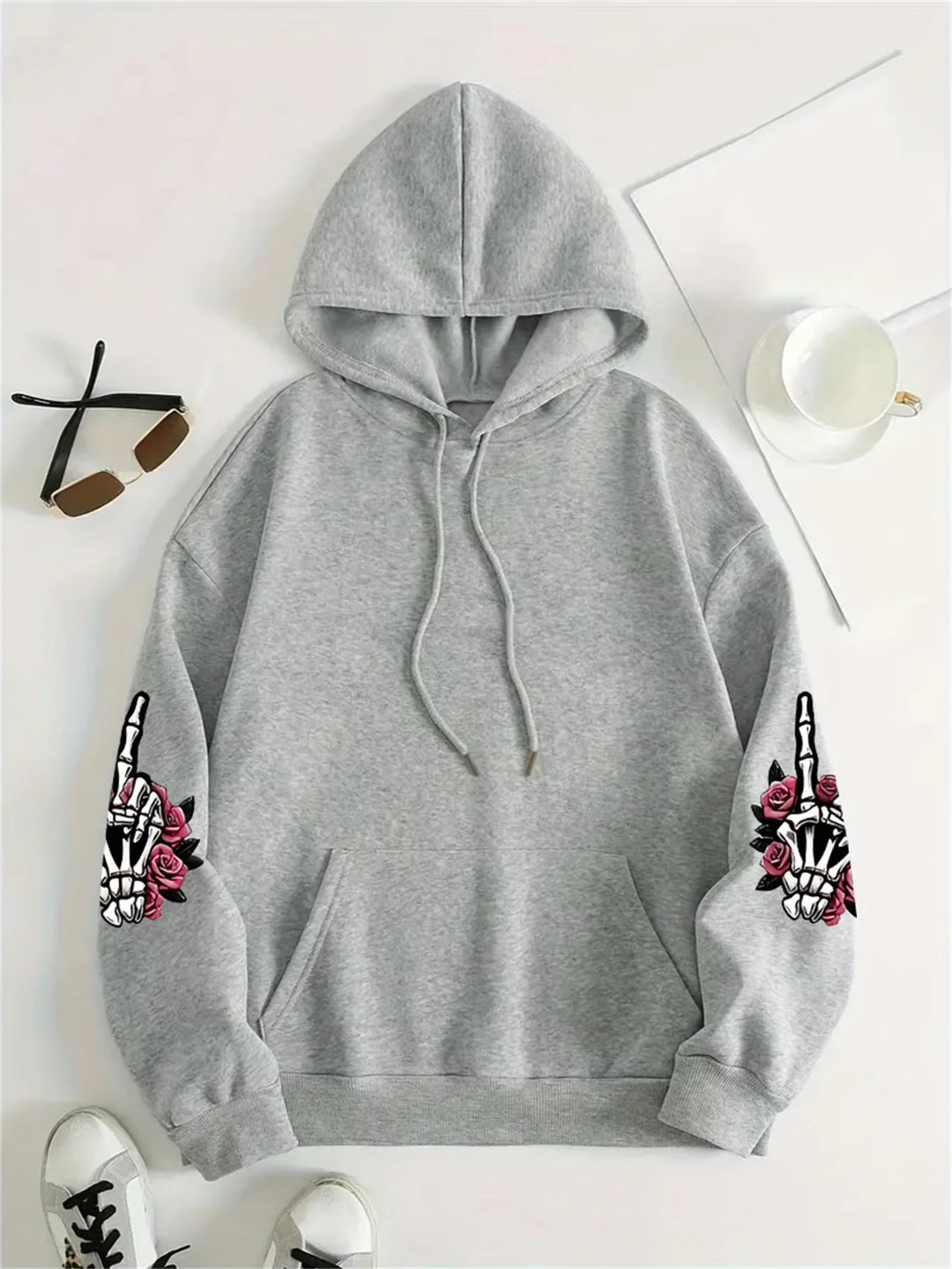 Harajuku Skull Design Print Hoodies