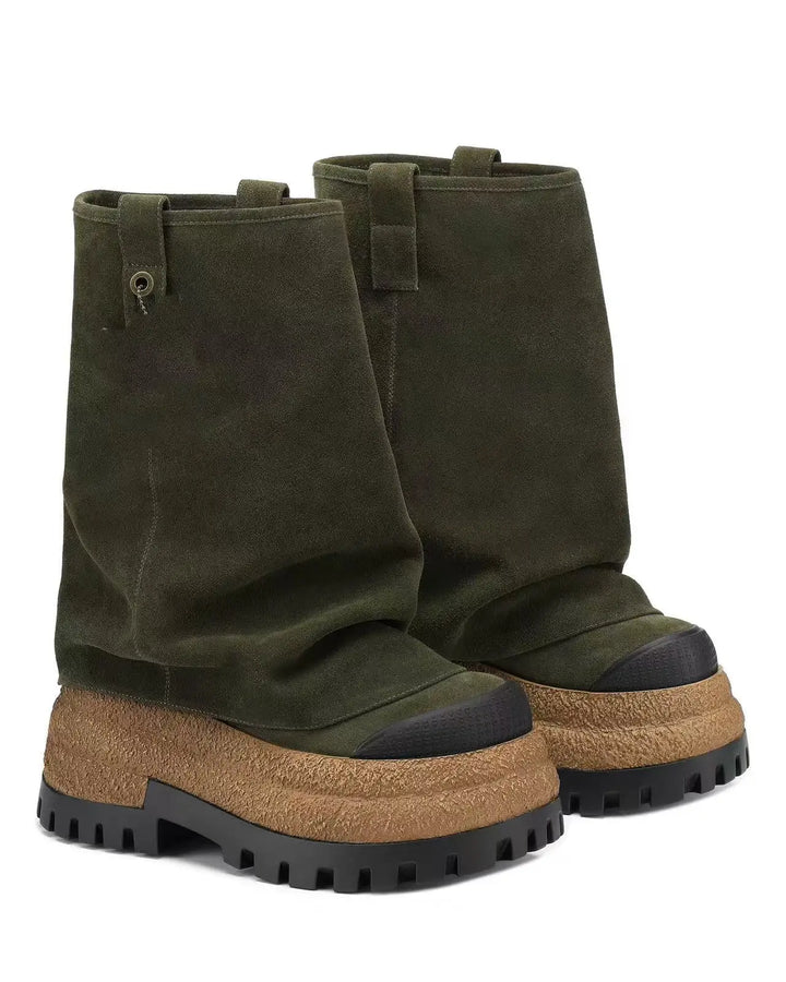 Vintage-Inspired Chunky Sole Combat Boots