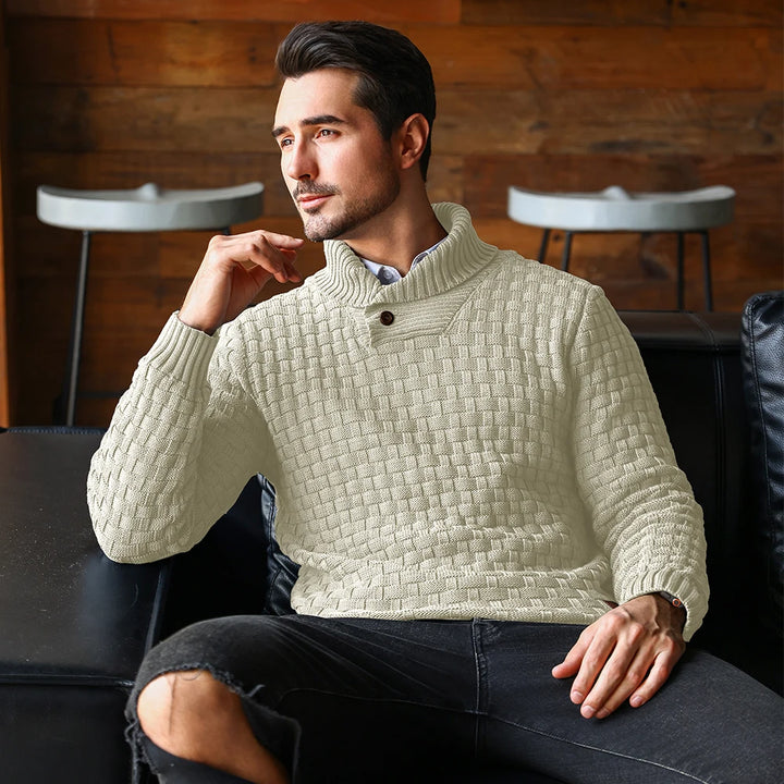 Relaxed Fit Ribbed Edge Crew Neck Knit Sweater