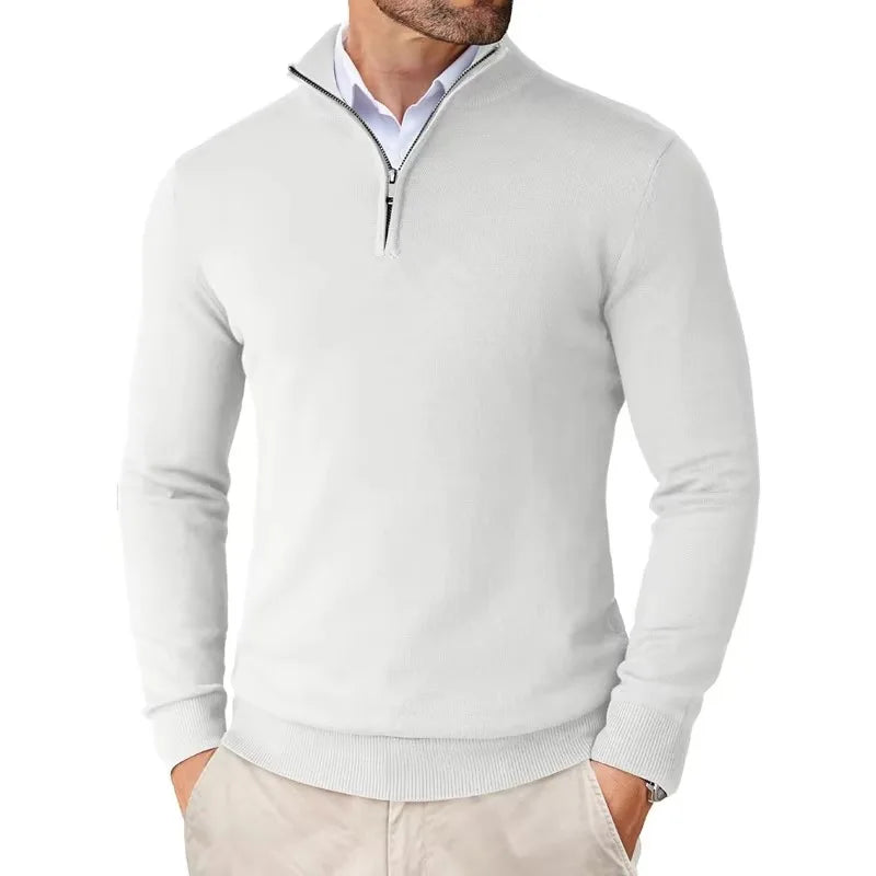 Lightweight Slim Fit Quarter Zip Mock Neck Pullover Sweater